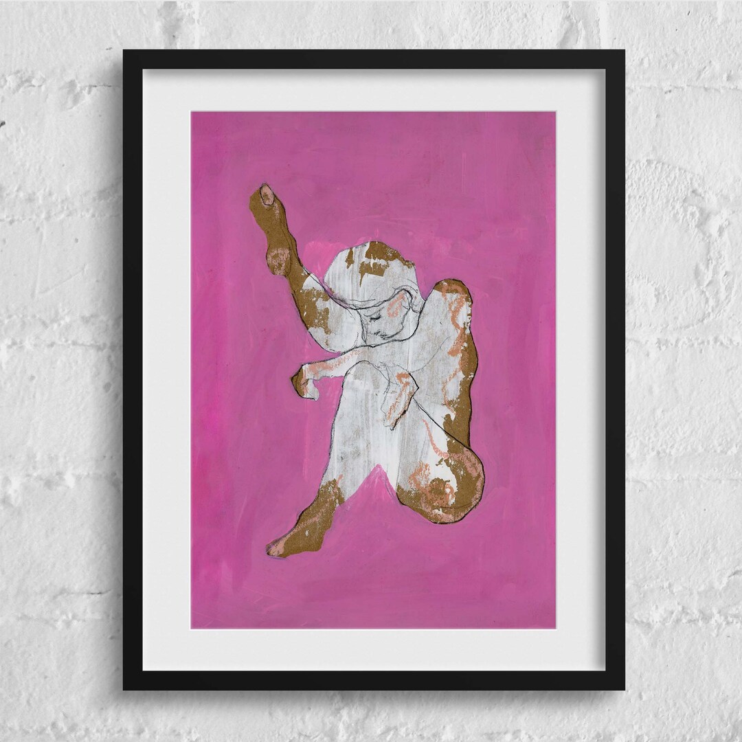 Hot Pink Wall Art Nude Female Giclee Print Of An Original Oil Painting By S D Carn Etsy