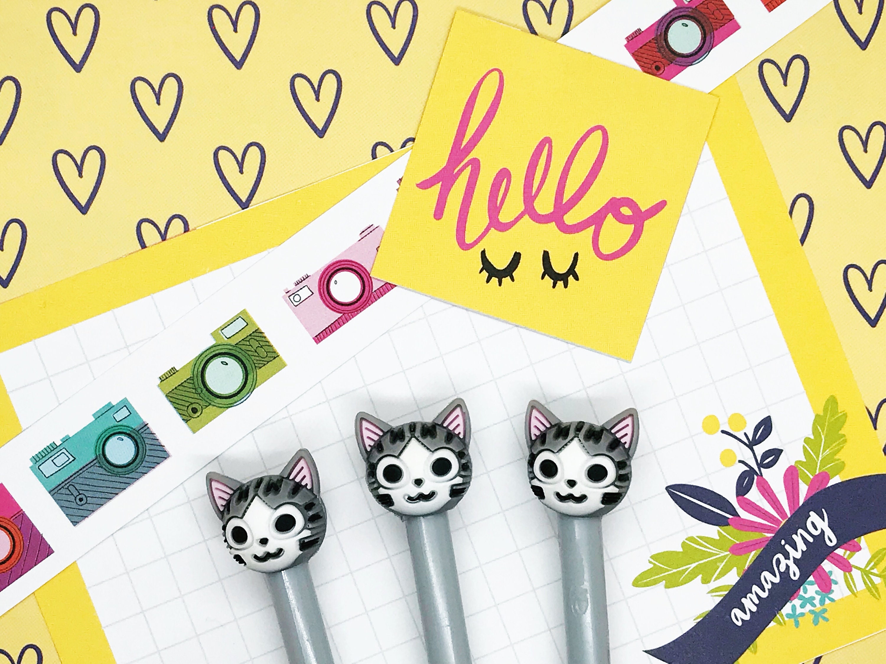 Cat Gel Pen Cat Pens Cat Pussy Cat Gel Pens Pen Pens Stationery Novelty Kawaii Party