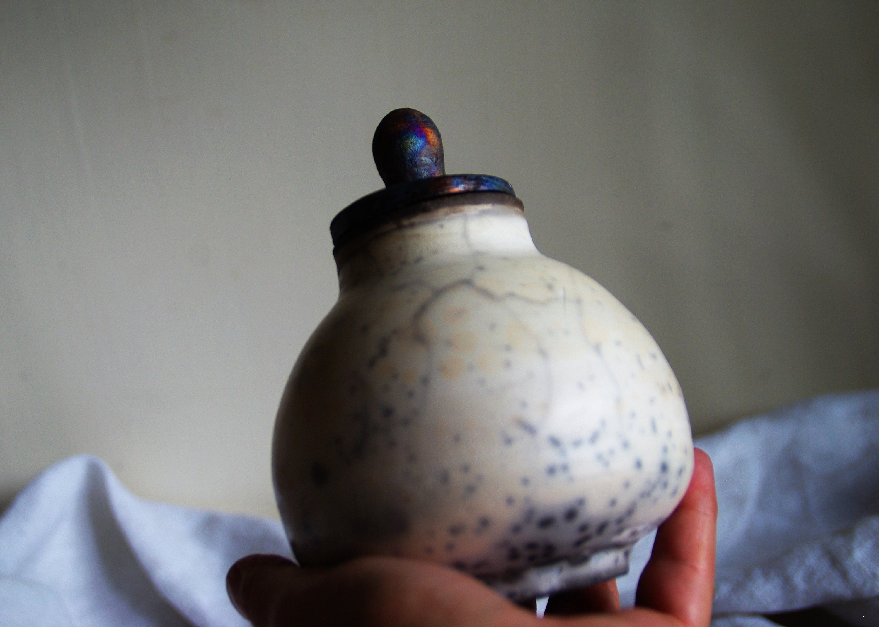 Small Raku Pottery Naked Raku Container With A Lid Urn For Etsy