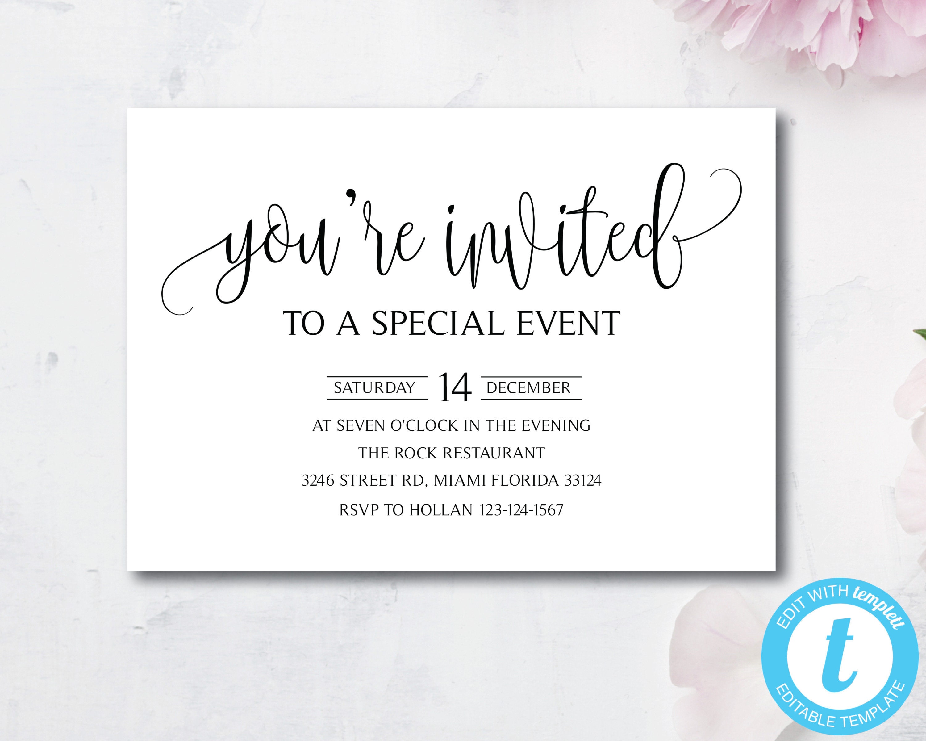 Elegant You Re Invited Invitation Template Special Event Etsy