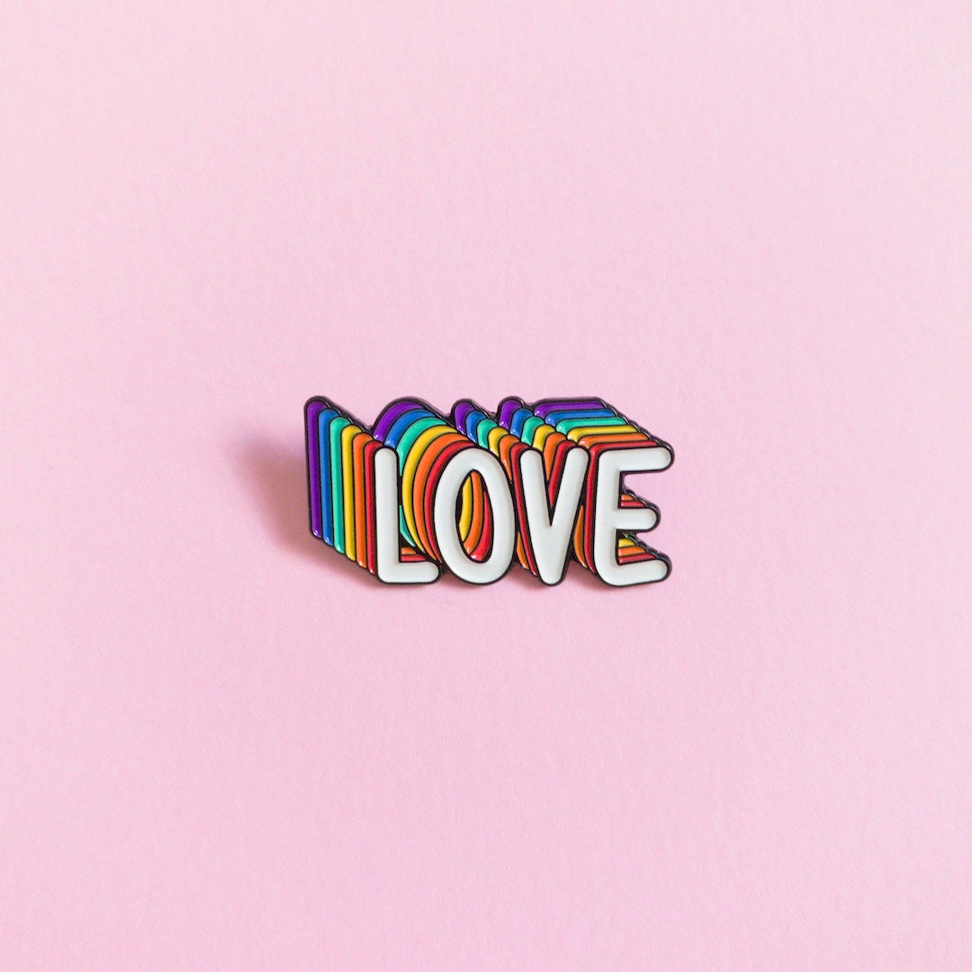 Gay Lesbian Lgbt Pride Enamel Pin Love Is Love Pin Rainbow Etsy