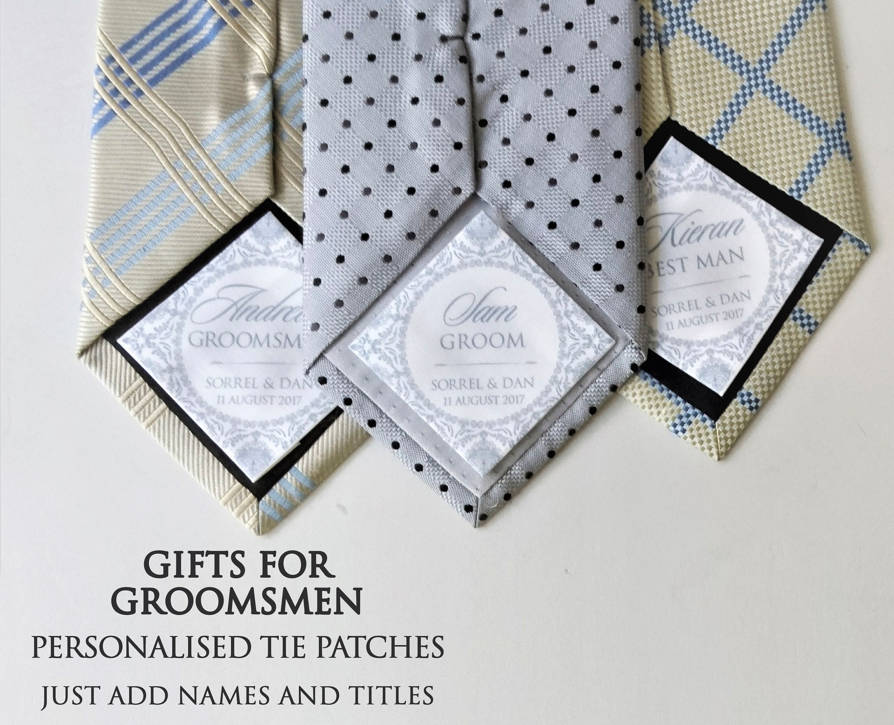 Tie Patches Sets For Your Groomsmen, Gifts Personalised Tie Set Of Ushers