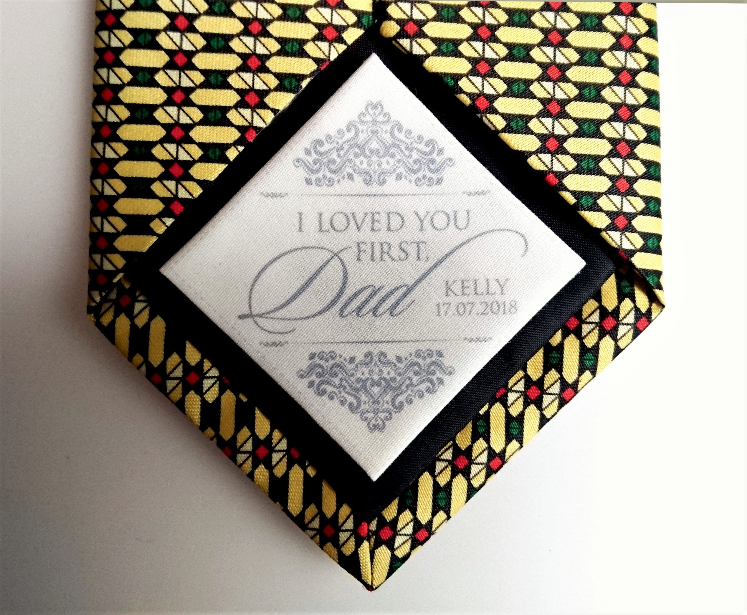 I Loved You First, Dad Personalised Wedding Tie Patch, Father Of The Bride Gift, Keepsake Label, Necktie Patch For Dad On Day