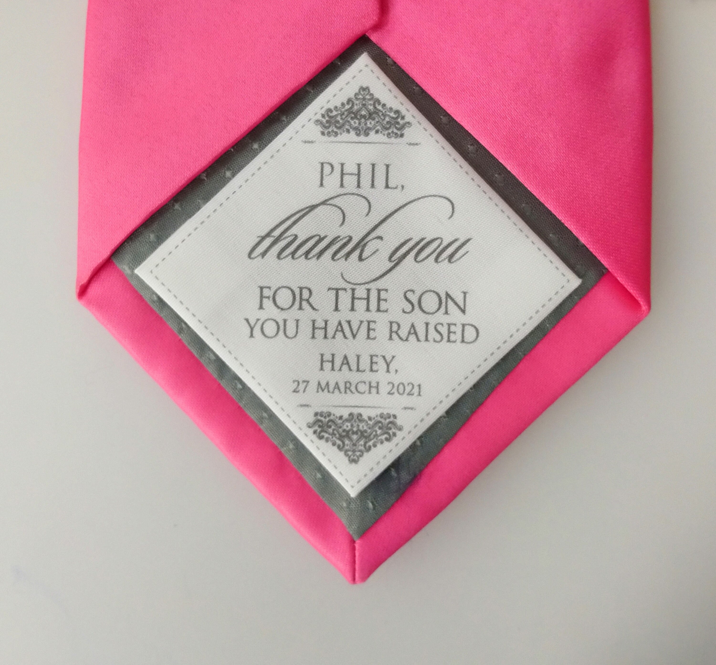 Personalised Wedding Tie Patch, Father Of The Groom Gift, Keepsake Gift Label, Patch For Future in Law