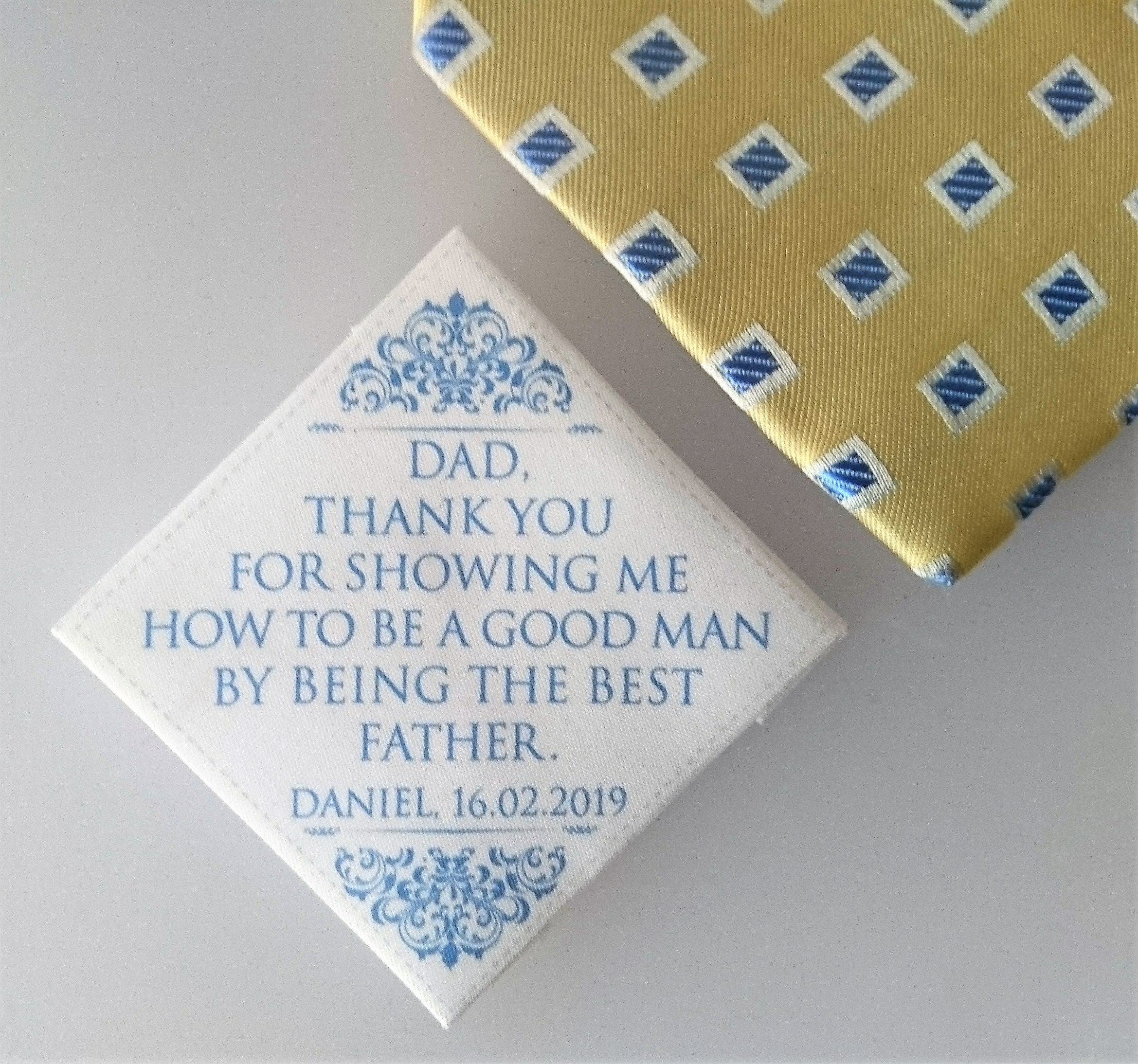 Grooms Dad Personalised Wedding Tie Patch, Father Of The Groom Gift, Necktie Patch For On Day, Path Keepsake