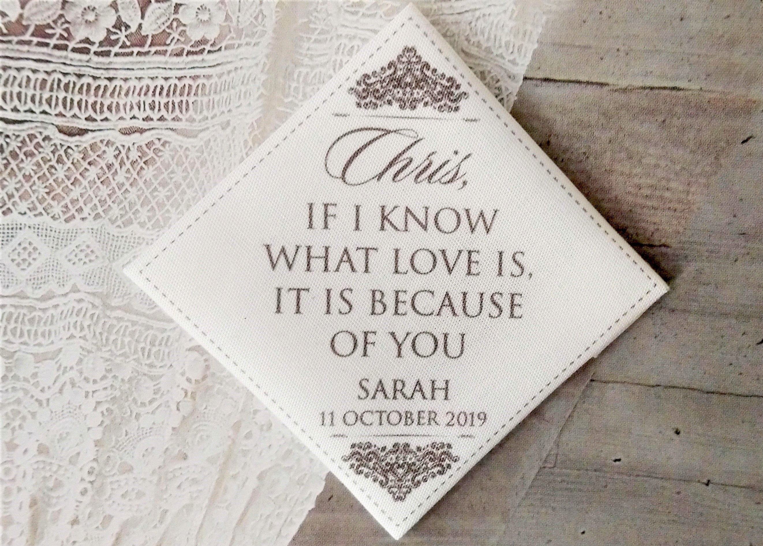 Personalised Wedding Tie Patch, Gift To Husband Be, Boyfriend’s Gift, Husband, Keepsake Label Patch