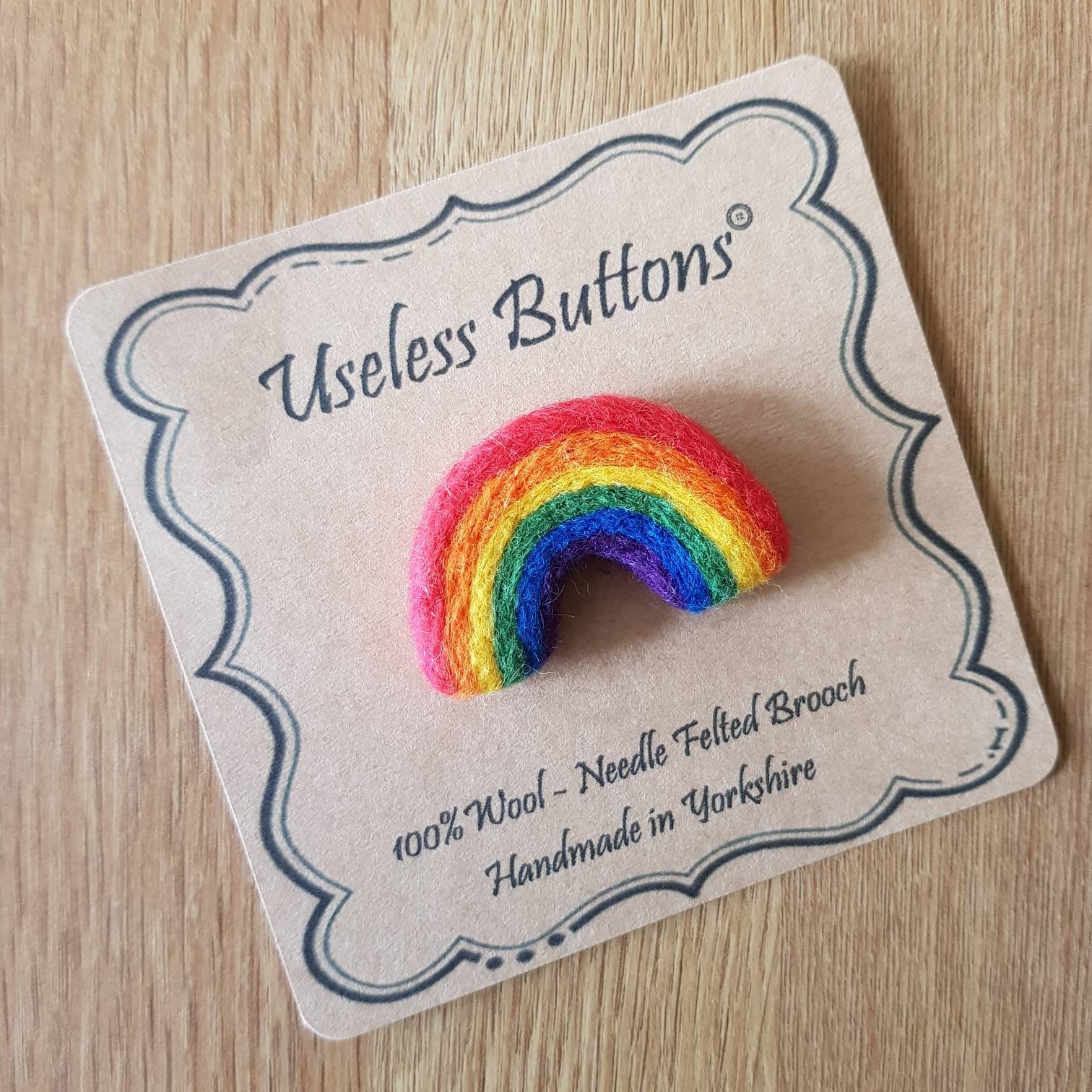 Needle Felted Rainbow Brooch Handmade in Bright & Vibrant Colours. Cute Felt Wool Pin, Pride, Birthday, Thank You & Teacher Gift