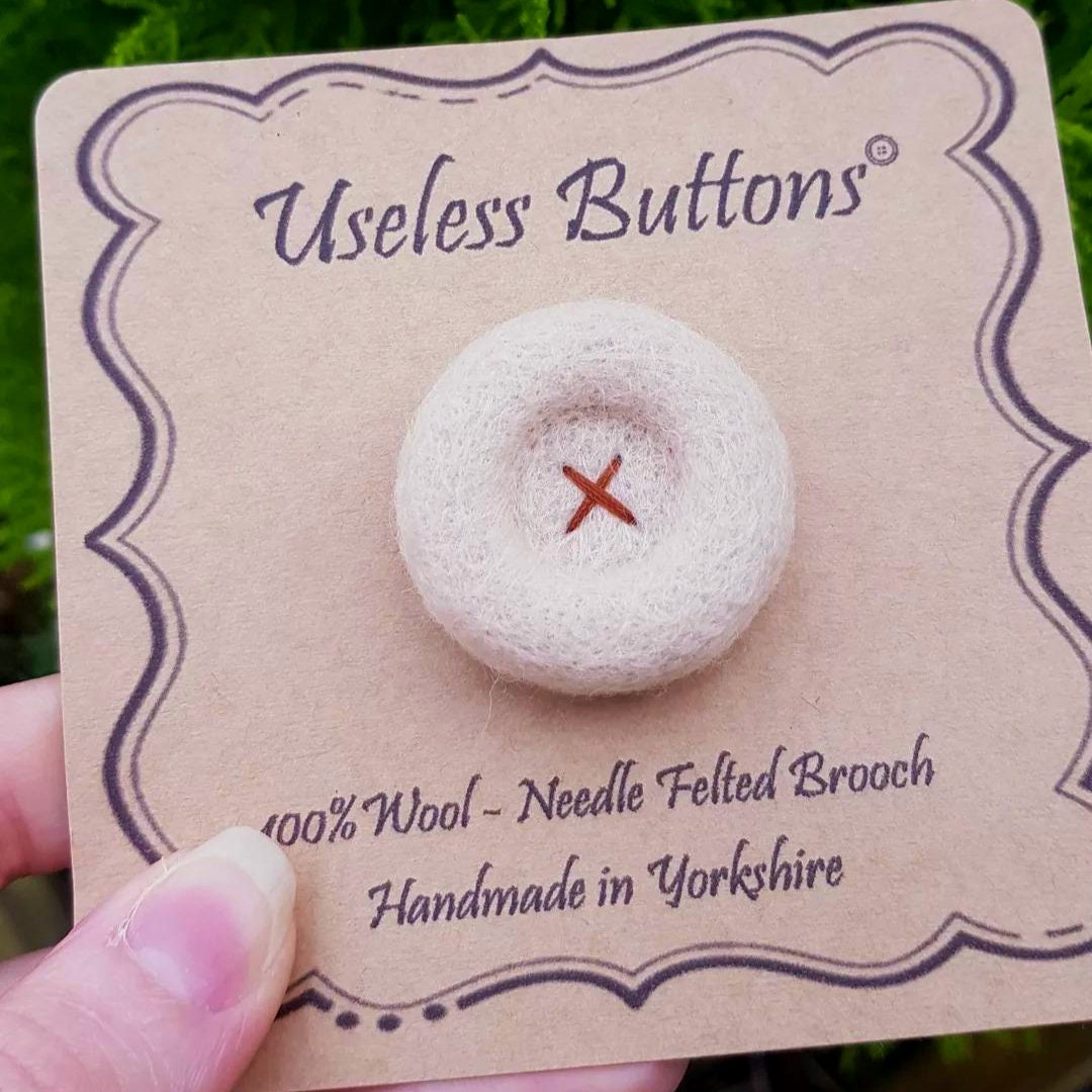 Handmade - Needle Felted Button Brooch