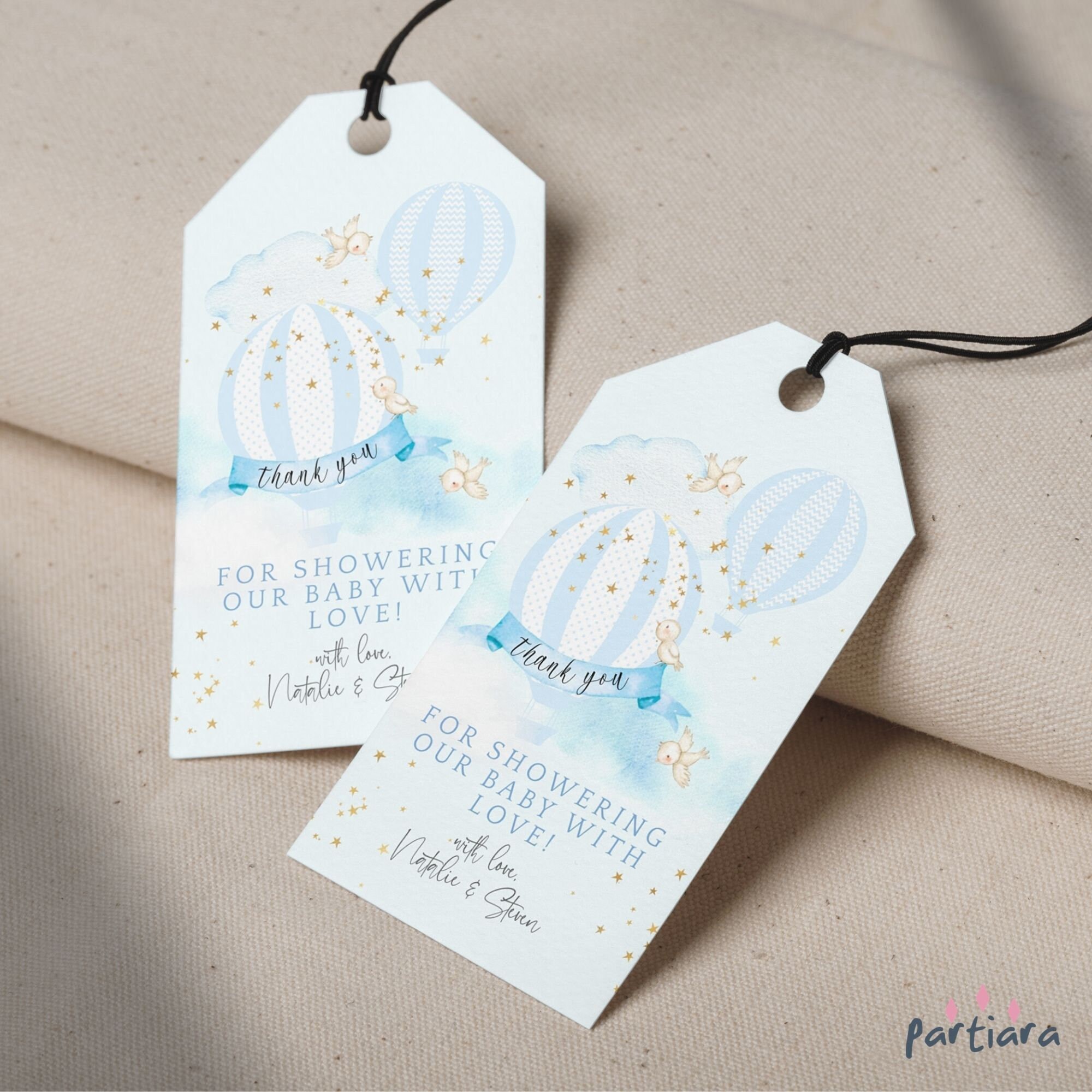Hot Air Balloon Favor Tags Boy Baby Shower St Birthday Party Etsy