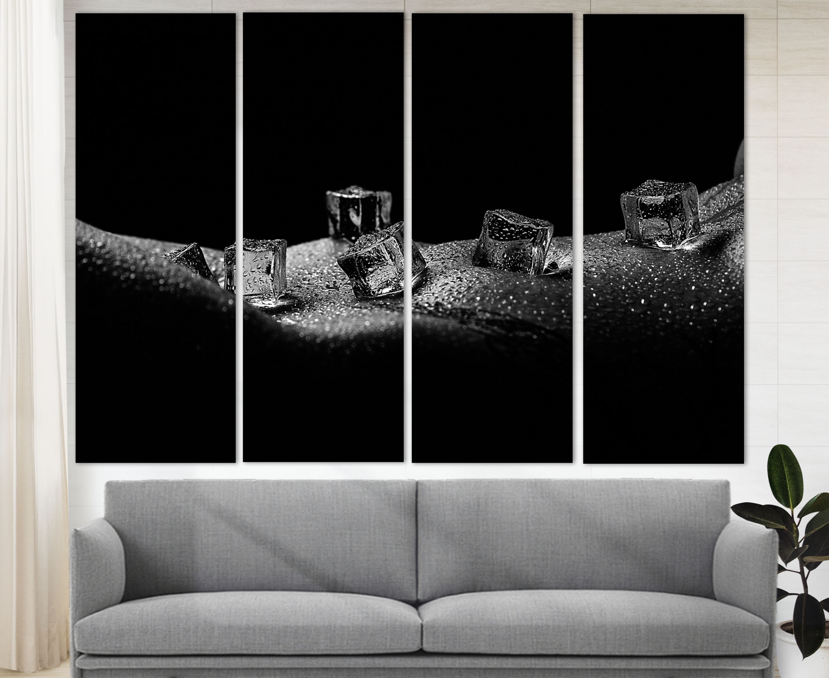 Erotic Wall Art Abstract Erotic Canvas Print Black And White Sexy Wall Art Ice Cubes On Nude