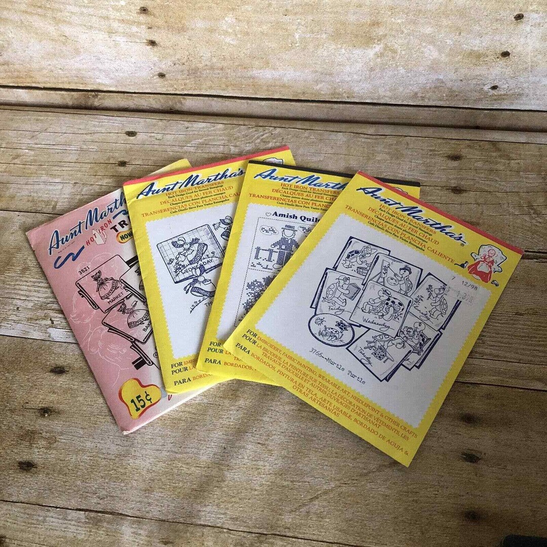 Aunt Marthas Hot Iron Transfers Vintage Lot Set Of Four Etsy
