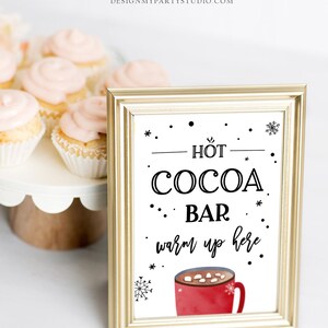 Hot Cocoa Bar Sign Printable Hot Chocolate Bar Table Sign Cookies Cocoa Birthday Winter Party