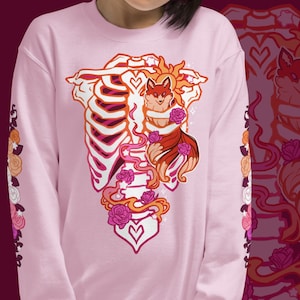 Lesbian Subtle Pride Ribcage Sweatshirt Sapphic Sweater Lesbian Pride Fox Shirt Lgbtq