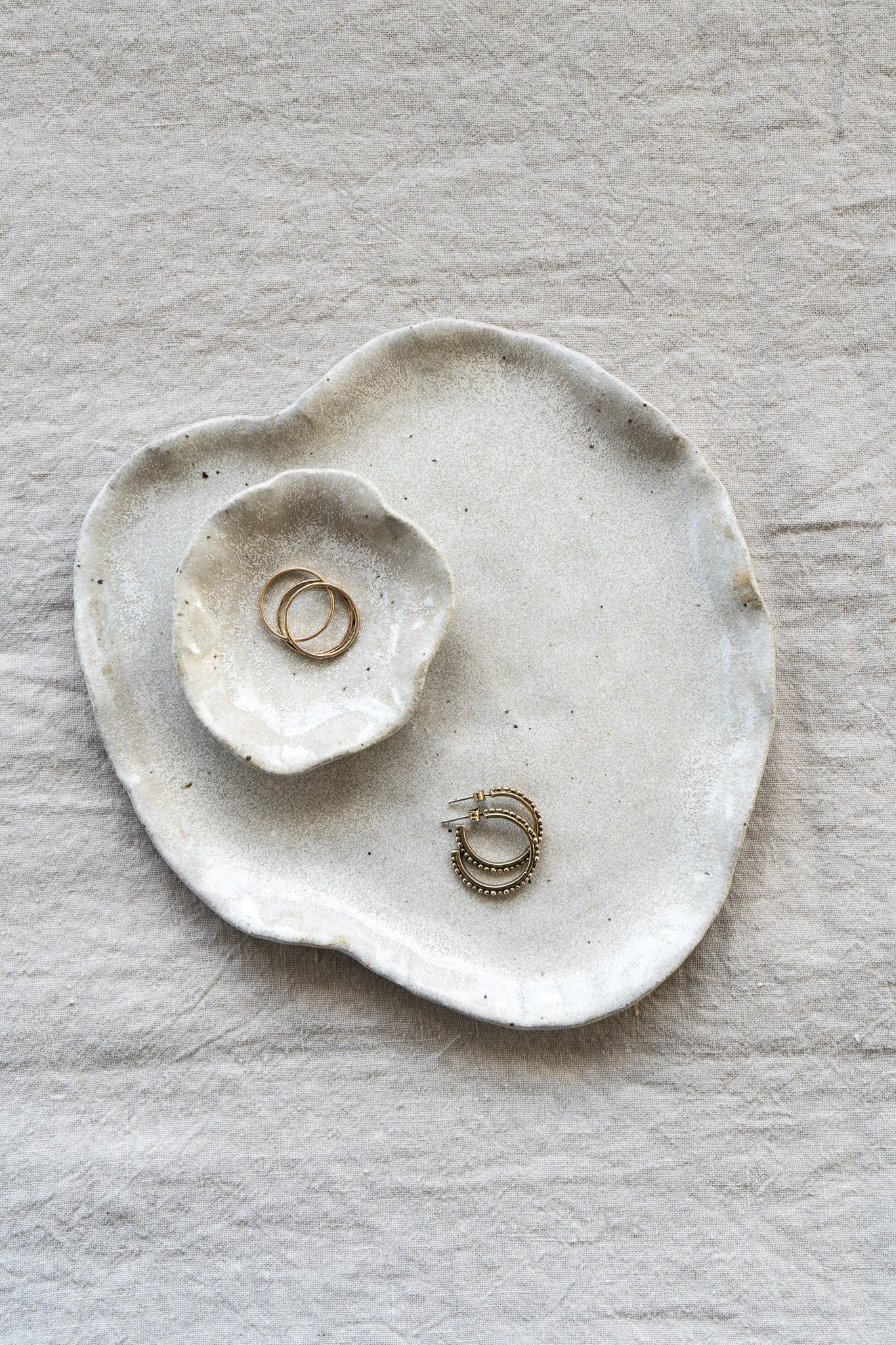 Lily Pad Jewellery Dish in Sea Salt Glaze