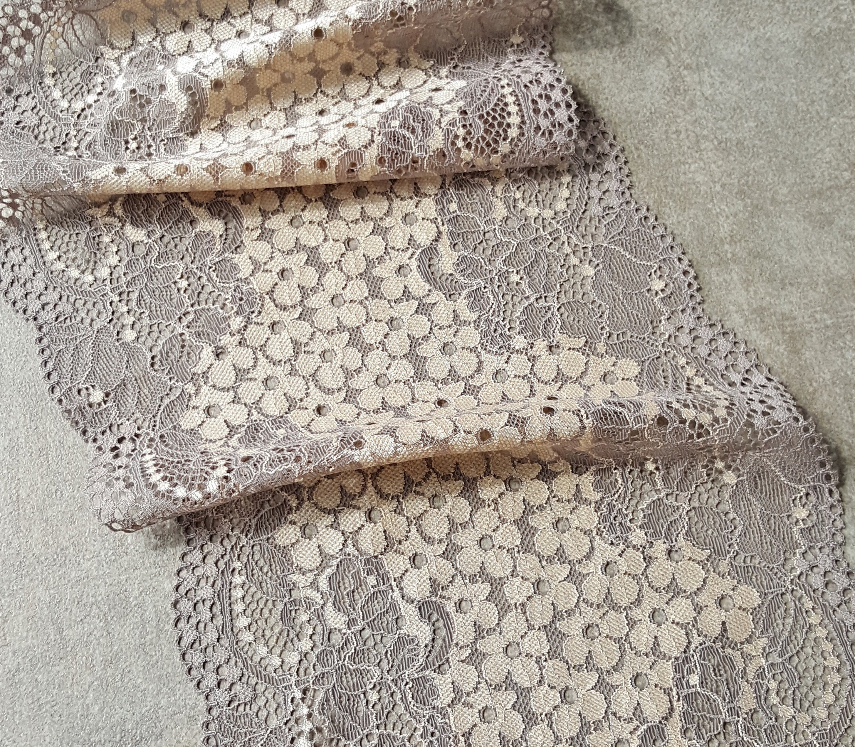 Taupe Stretch Lace Trim Lingerie Lace Wide Floral Elastic Etsy
