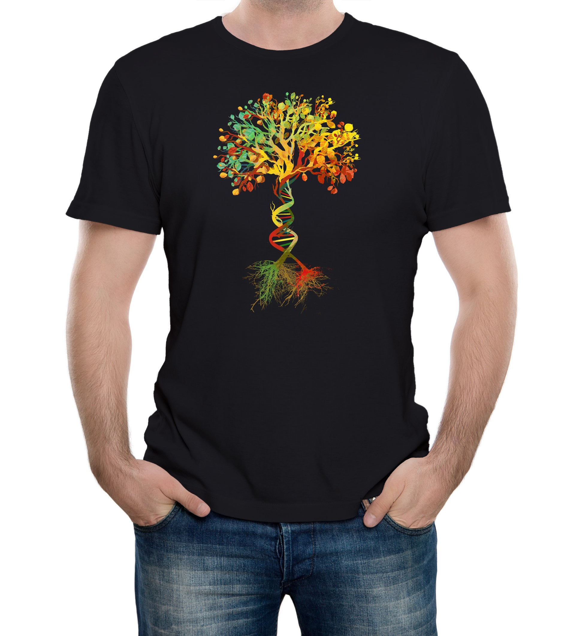 Reality Glitch Tree Of Life Mens T-Shirt Dna Biology Science Nature
