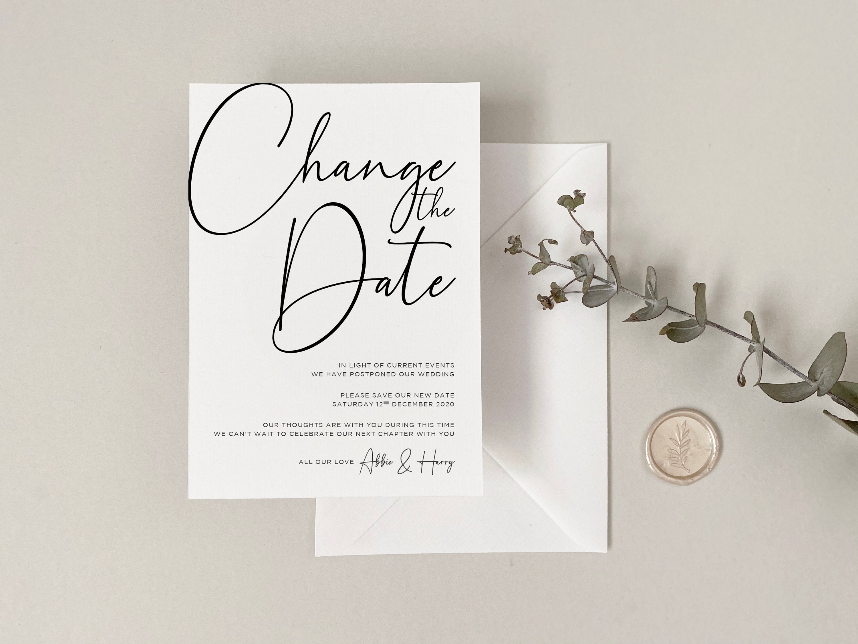 Wedding Postponement Card - Change The Date Postponed