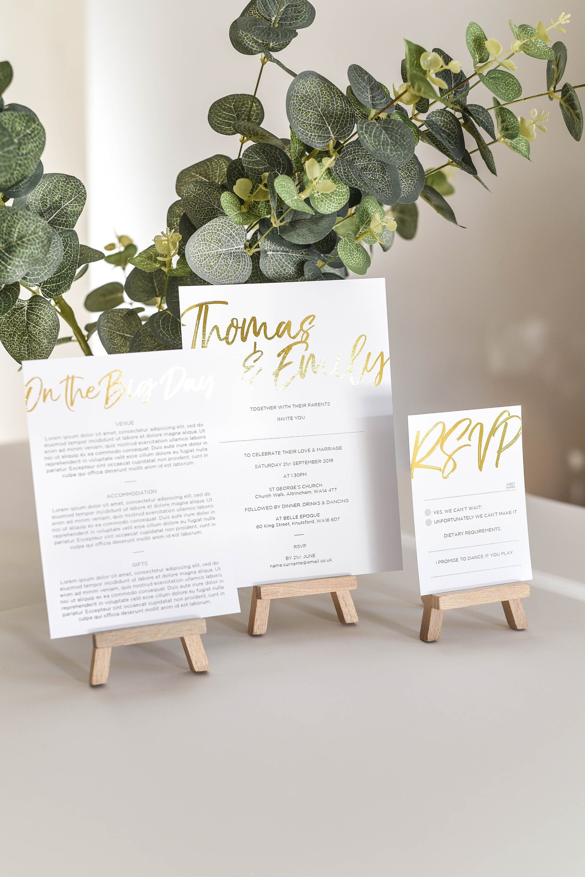 Gold Foil Wedding Invitation - Custom Bundle Rose Silver