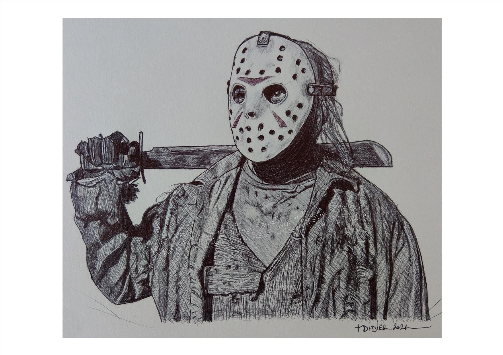 Jason Voorhees Friday The Th Drawing Print Etsy