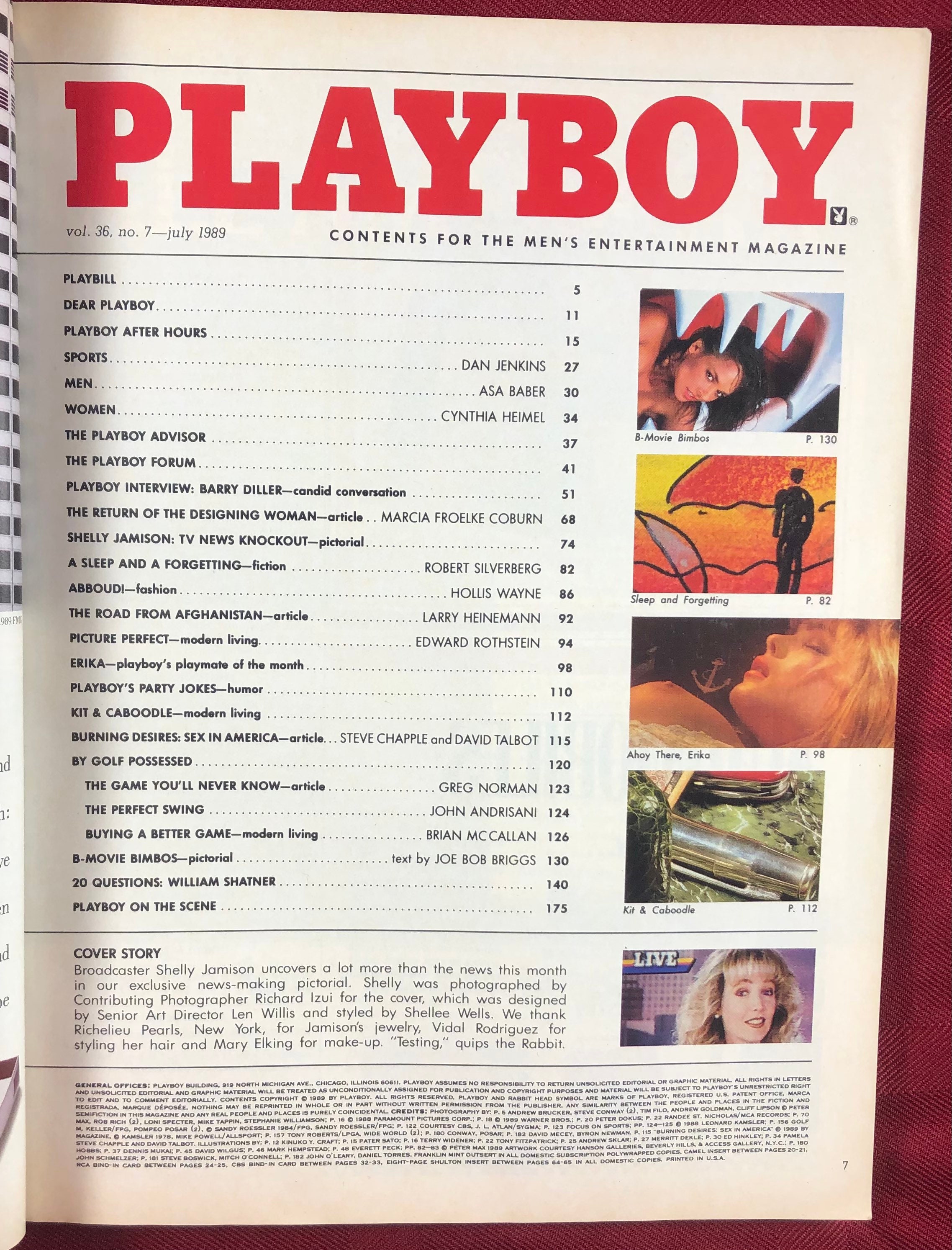 July 1989 Playboy Magazine Erika Eleniak Cover Shelly Jamison Etsy