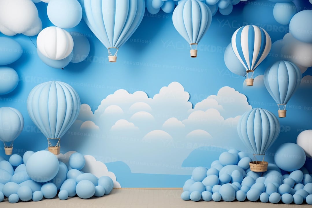 Hot Air Balloon Clouds Blue Colors Balloons Photography Digital File High Resolution JPEG