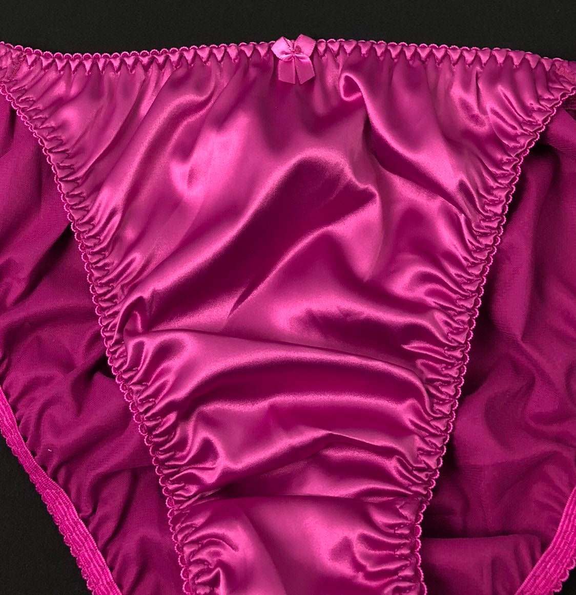 Satin String Bikini Panty Magenta Hot Pink Etsy