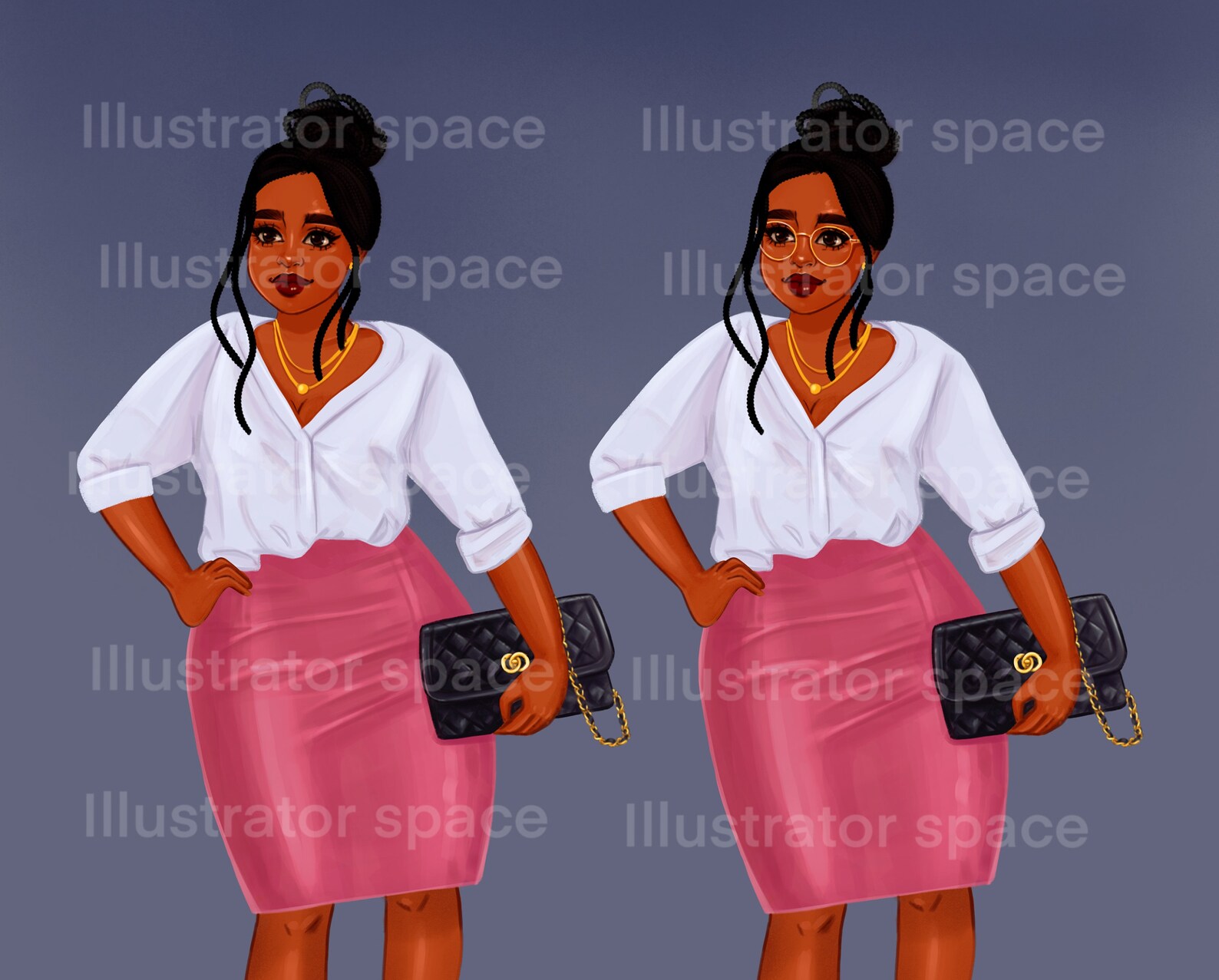 African American Lady Boss Clipart Fashion Girl Clipart Afro Etsy