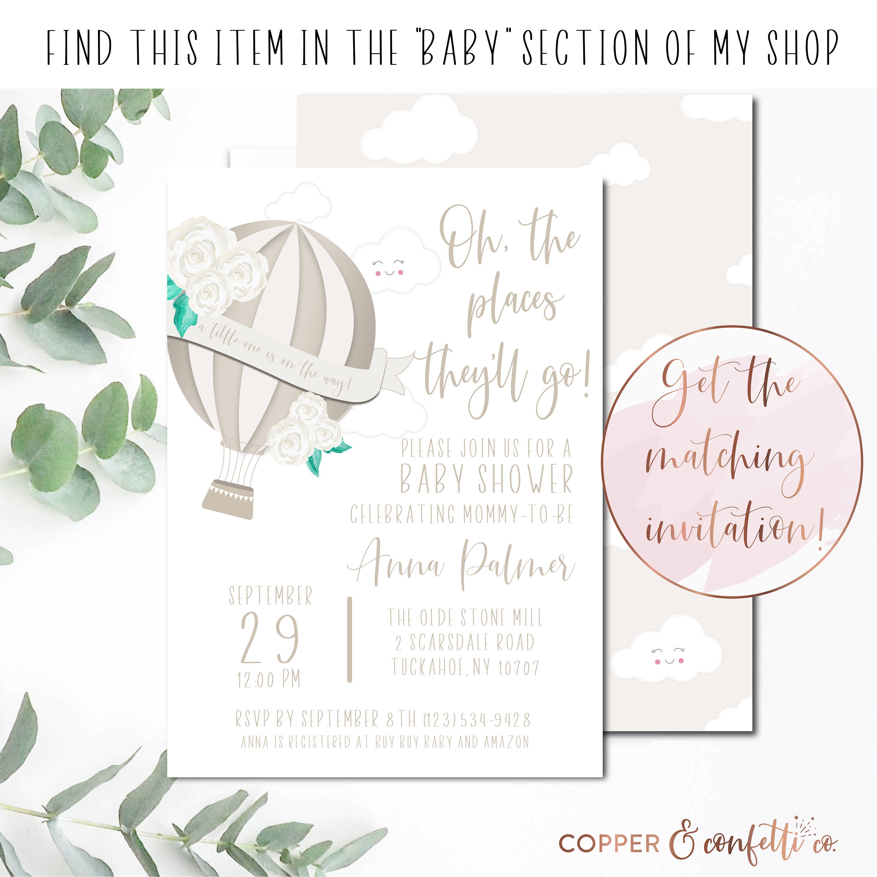 Hot Air Balloon Baby Shower Welcome Sign Gender Neutral Baby Etsy