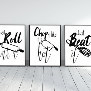 Kitchen Print Set of 3 Chop It Like Its Hot Kitchen Décor Kitchen Wall Art Hangings Kitchen