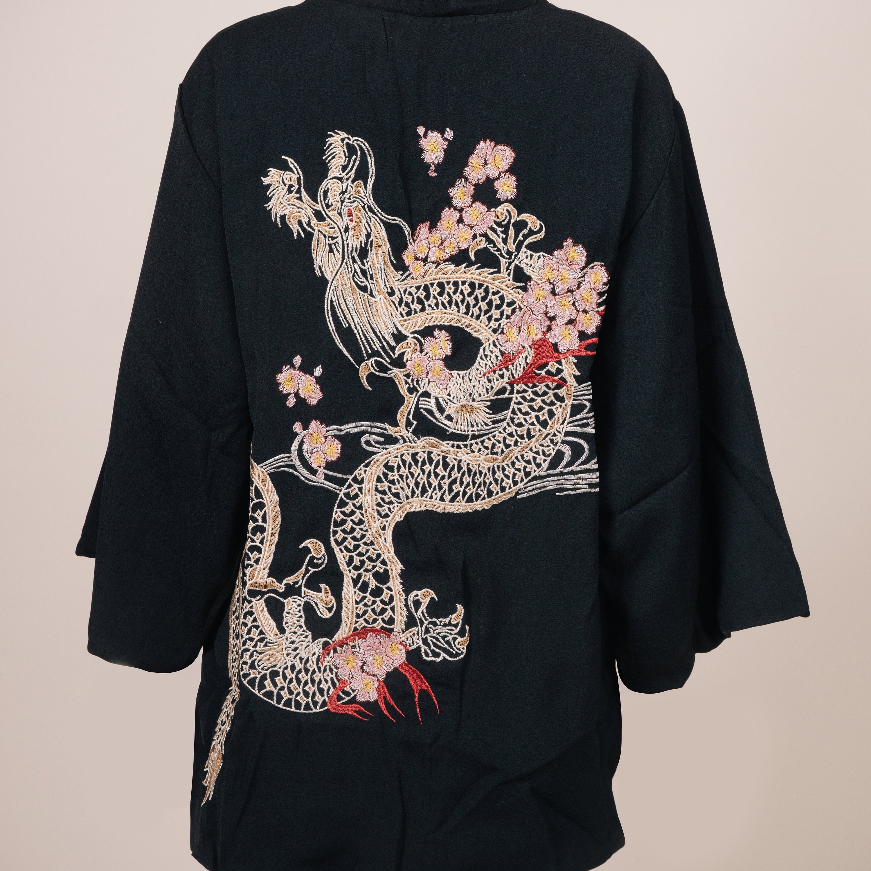 Embroidered Dragon Kimono/Kimono Robe/Japanese Gift/Embroidered Cardigan/Kimono Jacket/Unisex Kimono/Gift