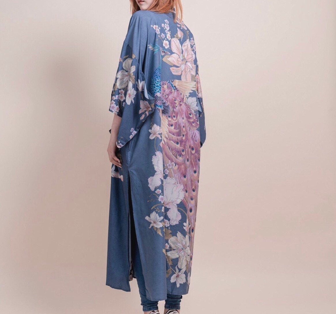 Gorgeous Blooming Kimono /Long Robe/Silky Robe/Dressing Gown/Gift