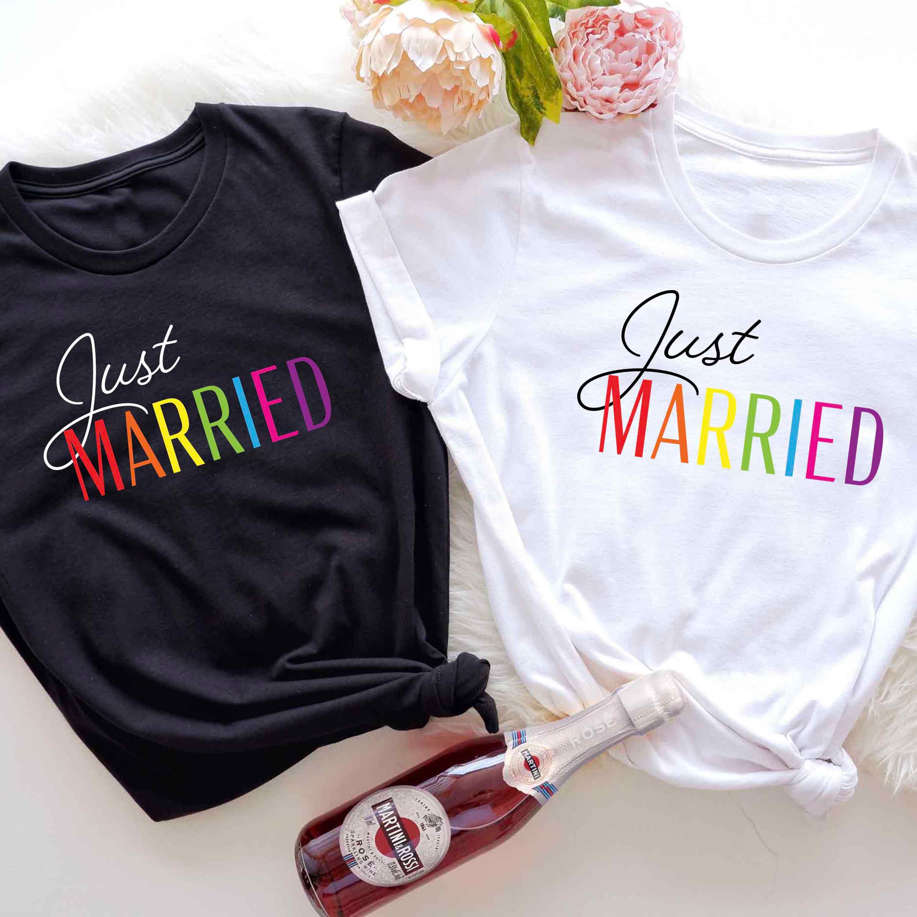 Just Married LGBTQ Rainbow Shirt Gay Honeymoon Tee Lesbian Etsy