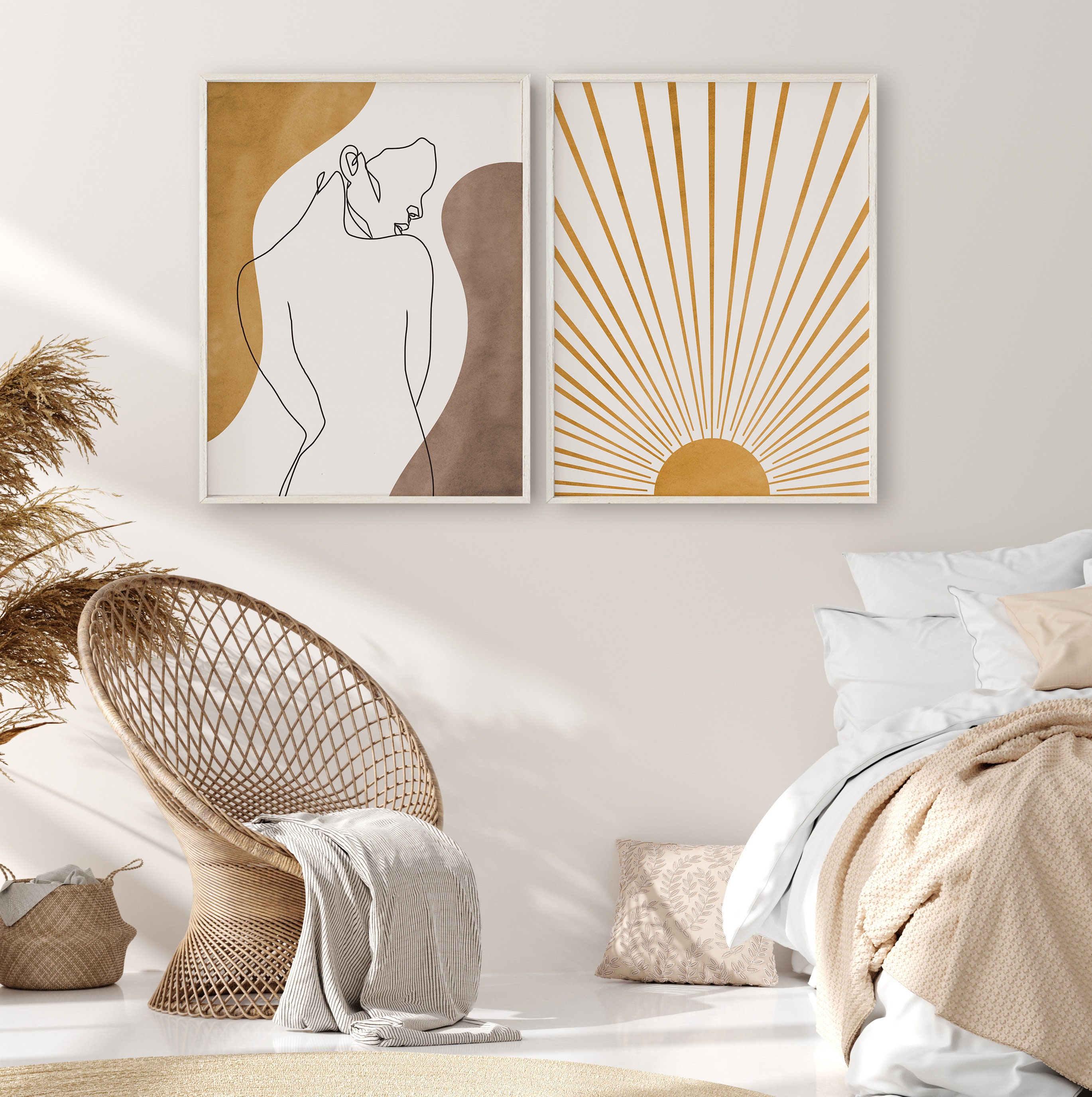 Body Line Art And Abstract Sun Printable Set Of Nude Woman Body Line Drawing Yellow