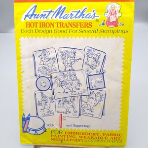 Aunt Martha S Hot Iron Transfers With Chickens Etsy
