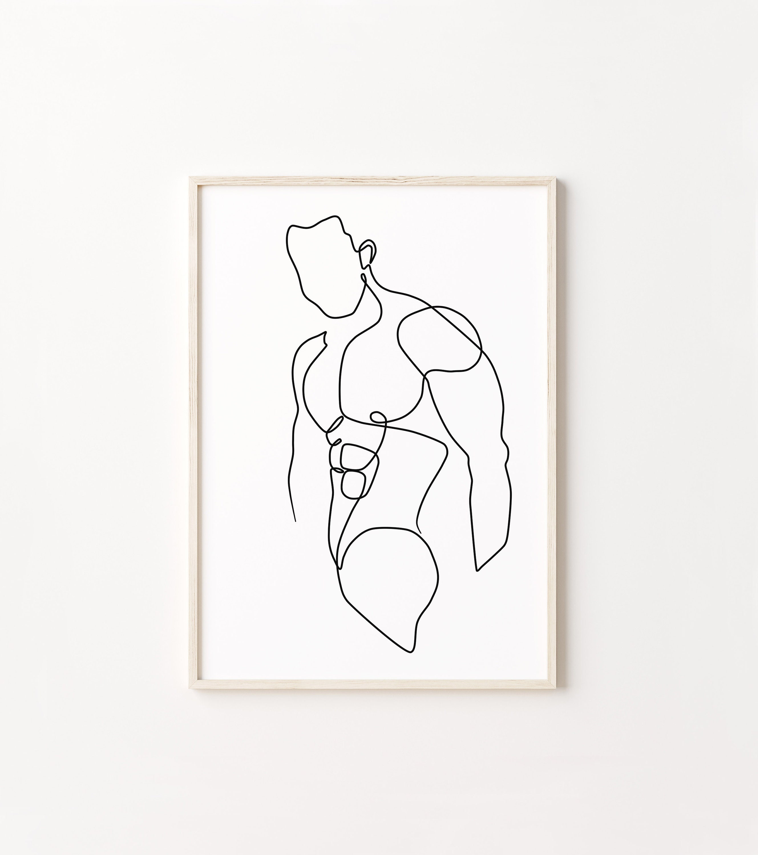 Man One Line Drawing Male Body Line Art Abstract Naked Man Etsy