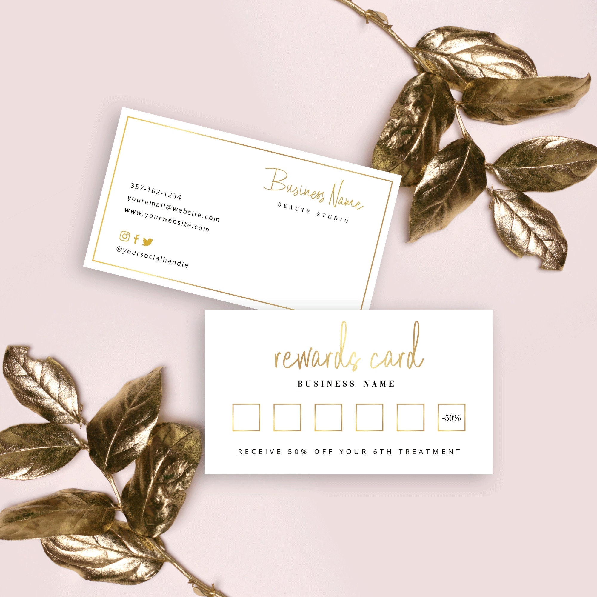 Editable Rewards Card Beauty Salon Loyalty Card Template Etsy