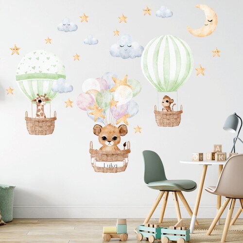 Hot Air Balloon Wall Decal Nursery Decal Personalized Name Etsy