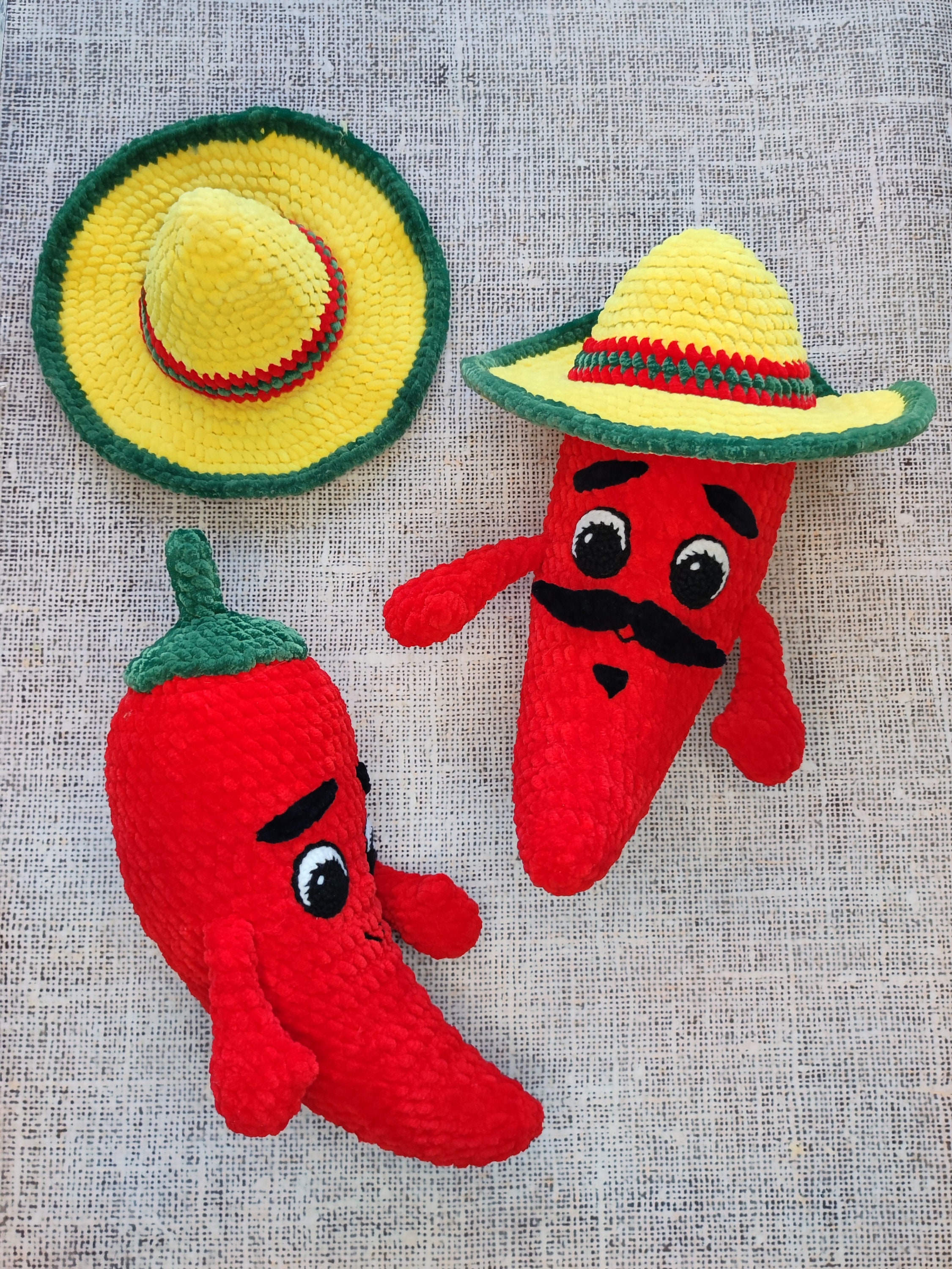Crochet Pattern Hot Chili Pepper In Sombrero Hat Amigurumi Etsy