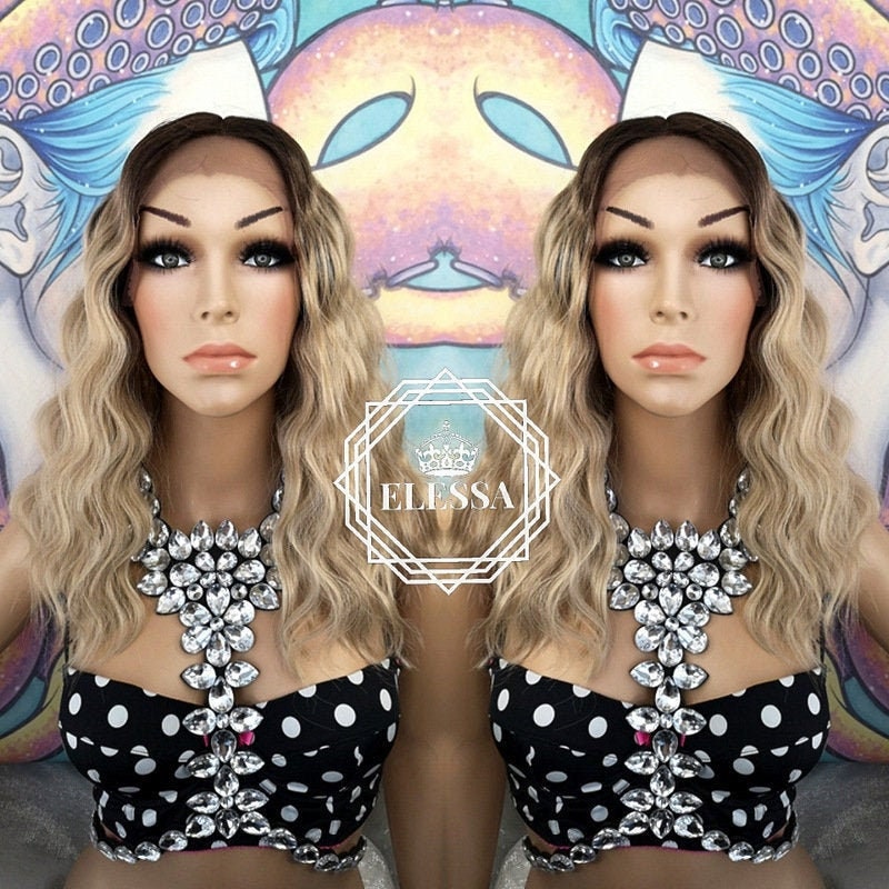 Ash Blonde Dark Root Wig Etsy