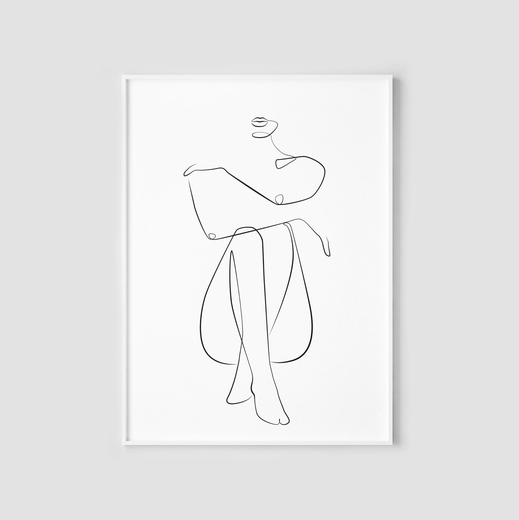 Minimalist Body Figure Drawing Art Print Printable Body Sketch Drawing Black White Line Art