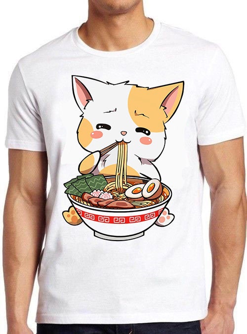 Ramen Cat T Shirt Anime Kawaii Neko Cute Japanese Noodle Cool Gift Tee 447