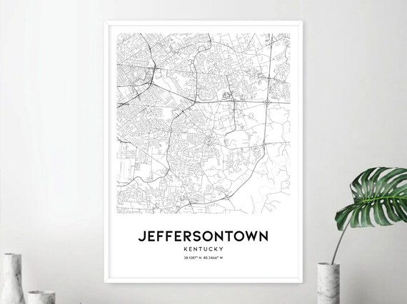 Jeffersontown Map Print Jeffersontown Map Poster Wall Art Ky Etsy