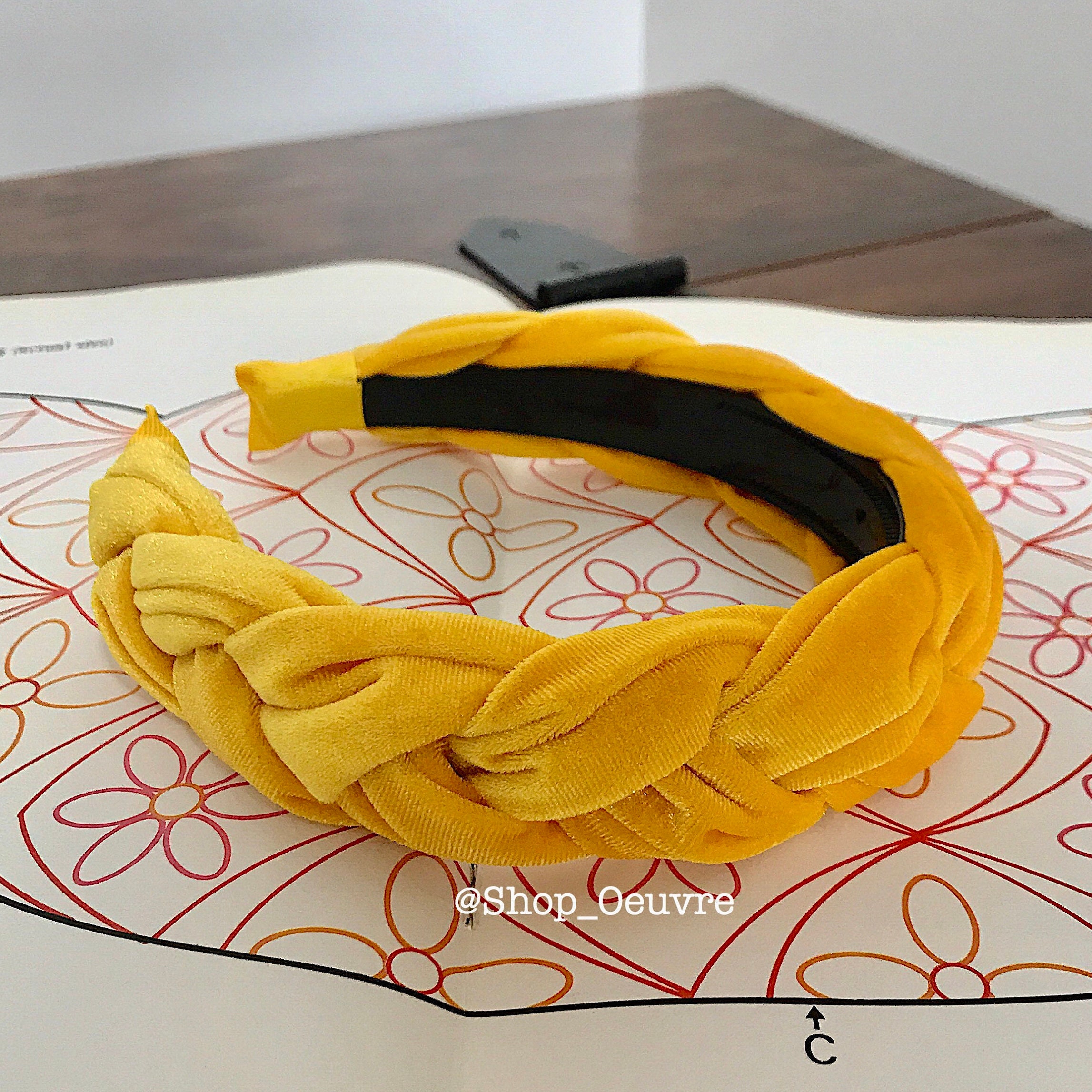 Velvet Braided Headband Yellow Chunky Plaited Hairband Wedding Bridesmaid Fascinator Hair Accessories Braid Plait | The Cezanne