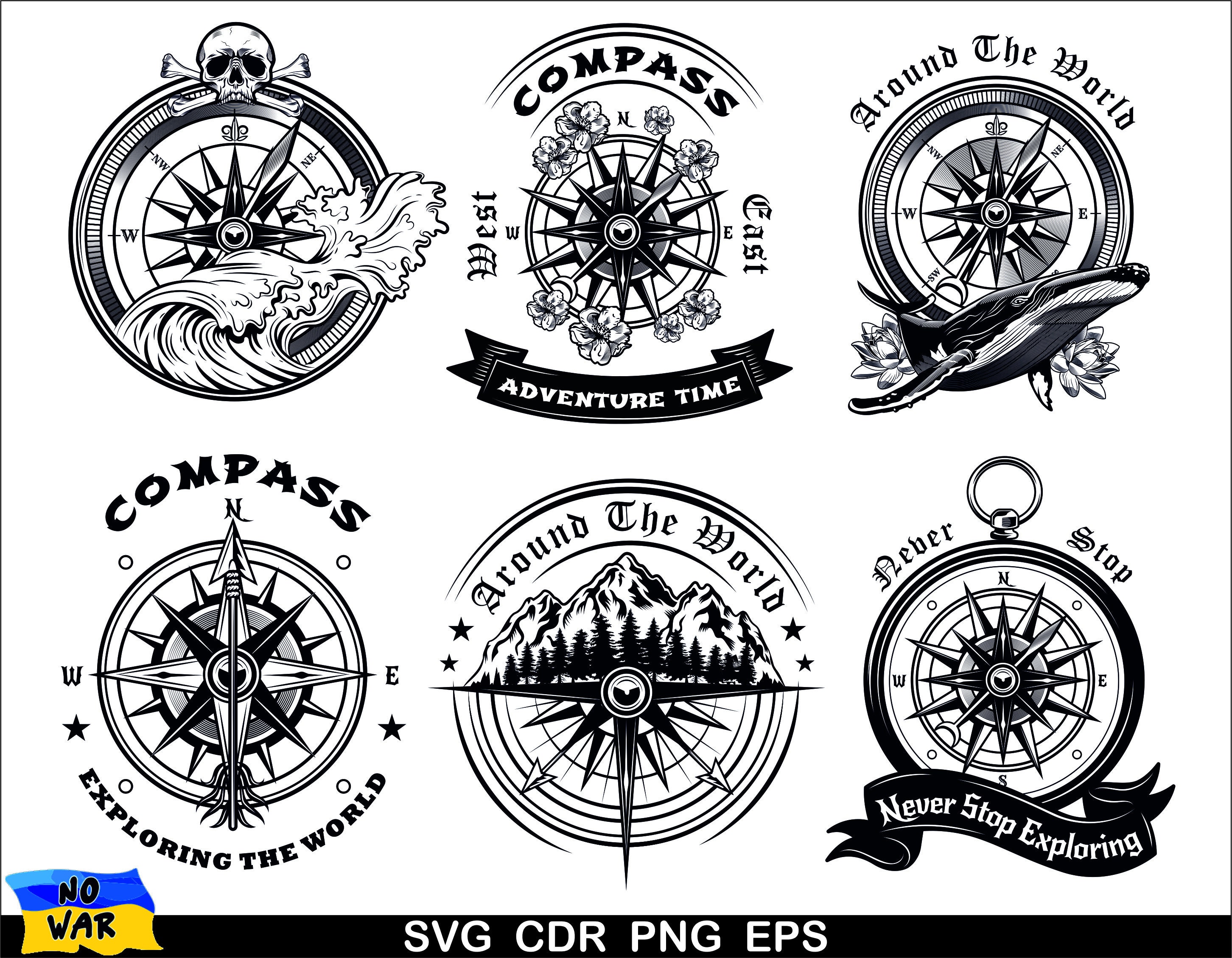 Compass Svg Adventure Svg Nautical Compass Svg Compass Etsy