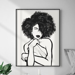 Nude Line Art Print Printable Art Black Art Prints Minimal Line Drawing Woman With Towel