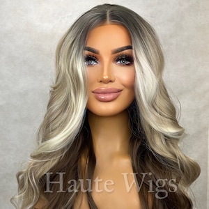Free Part Finesse Honey Ash Blonde Highlights White Brown Balayage Streaks Inch Long