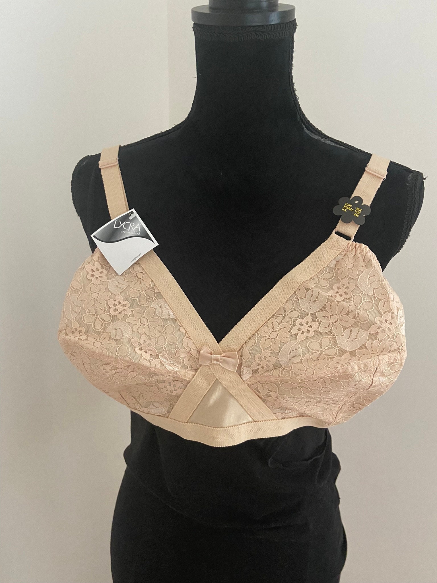NOS French DAMART Lace Lingerie Nude Full Support Crossover Etsy