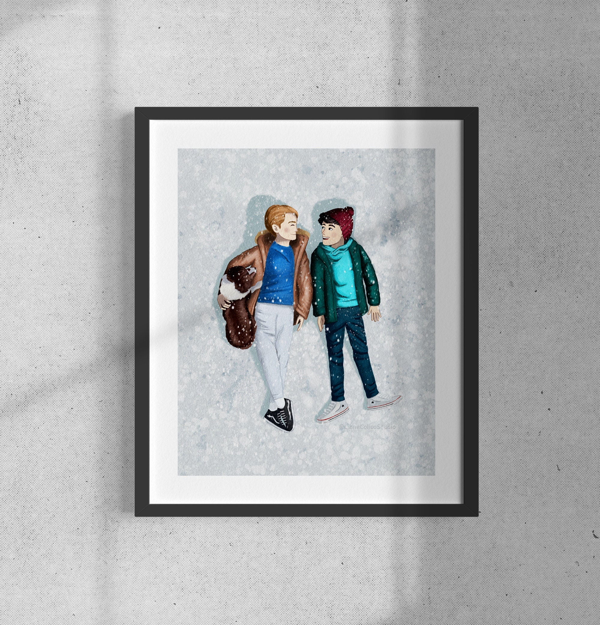 Heartstopper Nick And Charlie Merch Snow Scene Subtle LGBT Wall Art For Gay Home Decor