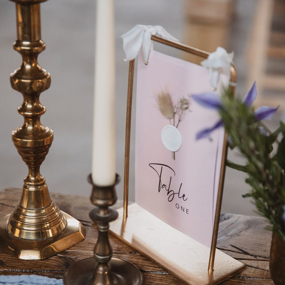 Dried Flowers Table Numbers/Names | Blush Pink Names Numbers Wax Seal