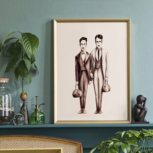 Vintage Gay Art Gay Couple Fine Art Print Handmade Etsy Australia